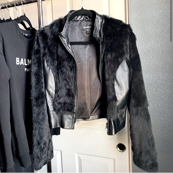 Guess Coat with Genuine Leather & Fur, Size Small - Picture 3 of 5